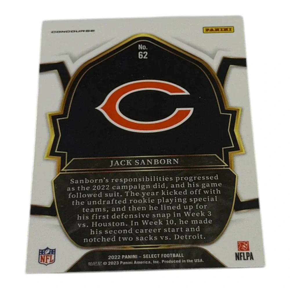 2022 Panini Select Jack Sanborn Rookie Card 62 Chicago Bears Concourse Silver RC